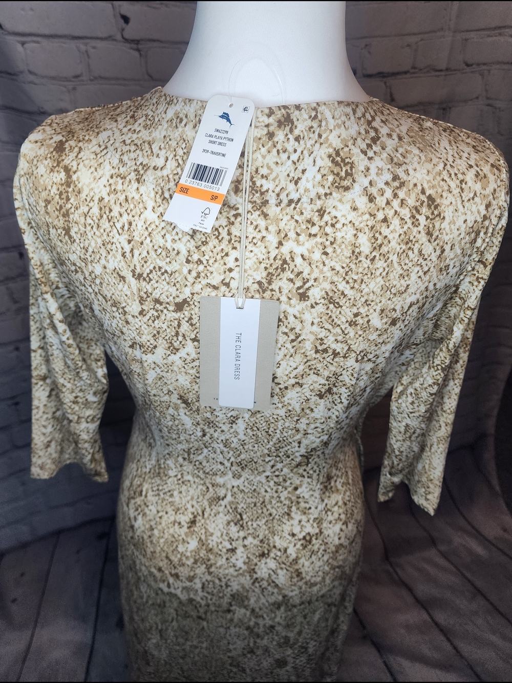 Tommy Bahama Cream and Gold-Print Draped Midi Dress- Clara - Picture 5 of 6